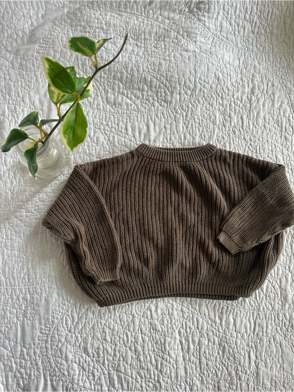 🦋Adorable Brown Boxy Knit Pullover Sweater